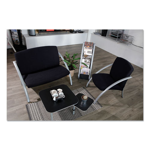Literature Floor Rack, 6 Pocket, 13.33w X 19.67d X 36.67h, Silver Gray-black