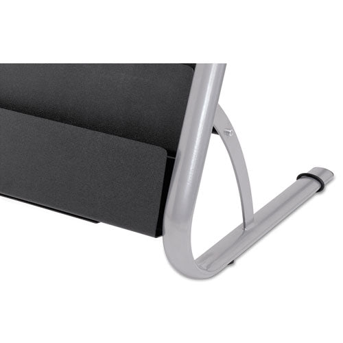 Literature Floor Rack, 6 Pocket, 13.33w X 19.67d X 36.67h, Silver Gray-black