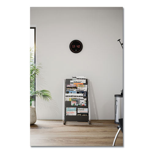 Literature Floor Rack, 16 Pocket, 23w X 19.67d X 36.67h, Silver Gray-black