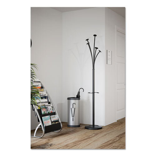 Literature Floor Rack, 16 Pocket, 23w X 19.67d X 36.67h, Silver Gray-black
