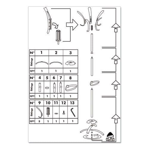 Cleo Coat Stand, Stand Alone Rack, Ten Knobs, Steel-plastic, 19.75w X 19.75d X 68.9h, Black