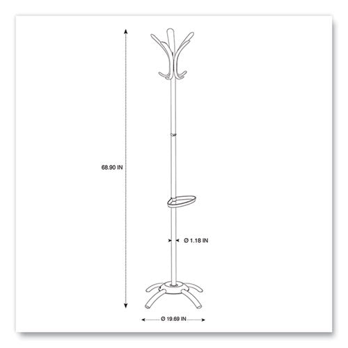 Cleo Coat Stand, Stand Alone Rack, Ten Knobs, Steel-plastic, 19.75w X 19.75d X 68.9h, Black
