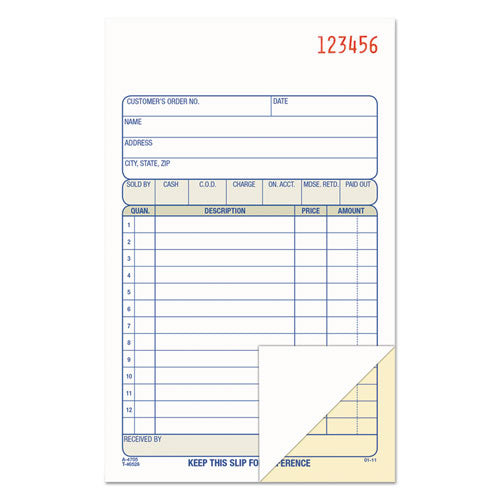 2-part Sales Book, 6 11-16 X 4 3-16, Carbonless, 50 Sets-book