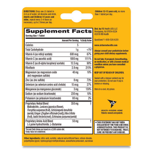 Immune Support Effervescent Tablet, Zesty Orange, 20 Count
