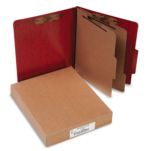 20 Pt. Presstex Classification Folders, 2 Dividers, Letter Size, Red, 10-box