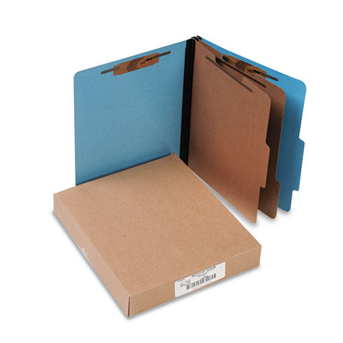 Colorlife Presstex Classification Folders, 2 Dividers, Letter Size, Light Blue, 10-box