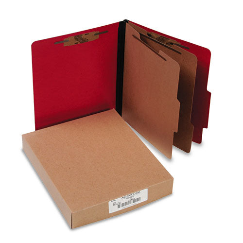Colorlife Presstex Classification Folders, 2 Dividers, Letter Size, Executive Red, 10-box