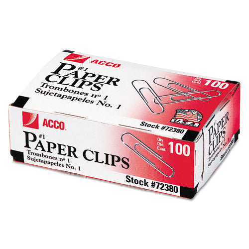 Paper Clips, Medium (no. 1), Silver, 100-box, 10 Boxes-pack
