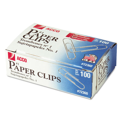 Paper Clips, Medium (no. 1), Silver, 100-box, 10 Boxes-pack