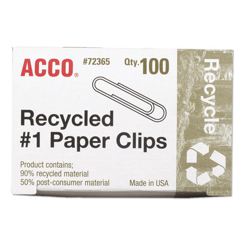 Recycled Paper Clips, Medium (no. 1), Silver, 100-box, 10 Boxes-pack
