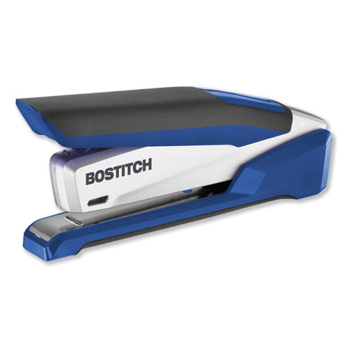 Inpower Spring-powered Premium Desktop Stapler, 28-sheet Capacity, Blue-silver
