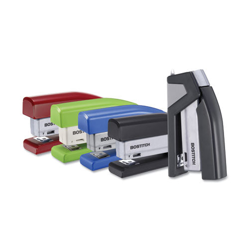 Injoy Spring-powered Compact Stapler, 20-sheet Capacity, Green