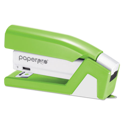 Injoy Spring-powered Compact Stapler, 20-sheet Capacity, Green