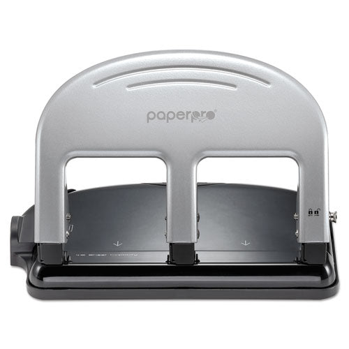 Ez Squeeze Three-hole Punch, 40-sheet Capacity, Black-silver