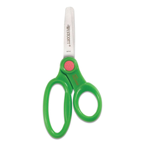 Kids' Scissors With Antimicrobial Protection, Rounded Tip, 5" Long, 2" Cut Length, Randomly Assorted Straight Handles