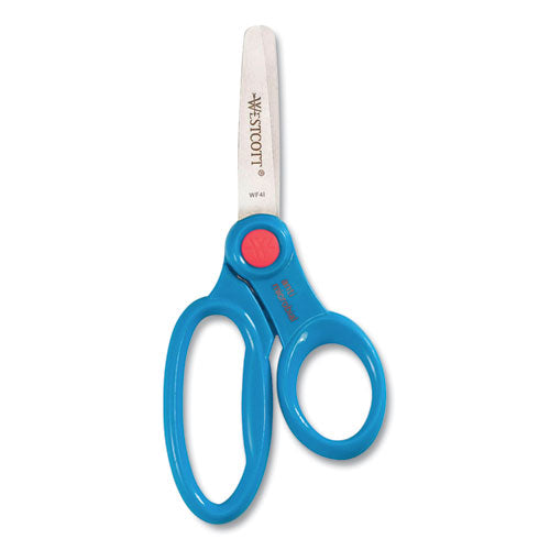 Kids' Scissors With Antimicrobial Protection, Rounded Tip, 5" Long, 2" Cut Length, Randomly Assorted Straight Handles