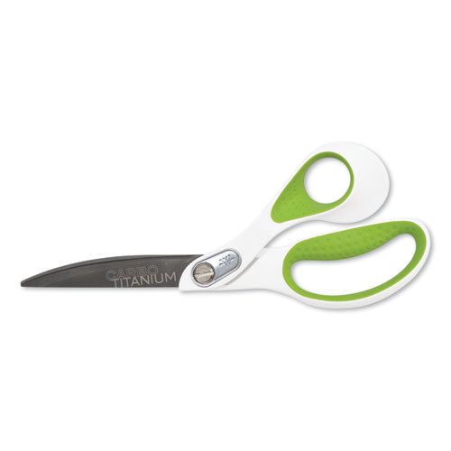 Carbotitanium Bonded Scissors, 9" Long, 4.5" Cut Length, White-green Bent Handle