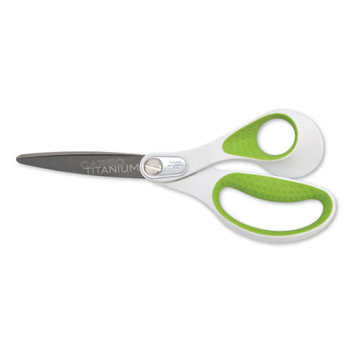 Carbotitanium Bonded Scissors, 8" Long, 3.25" Cut Length, White-green Straight Handle