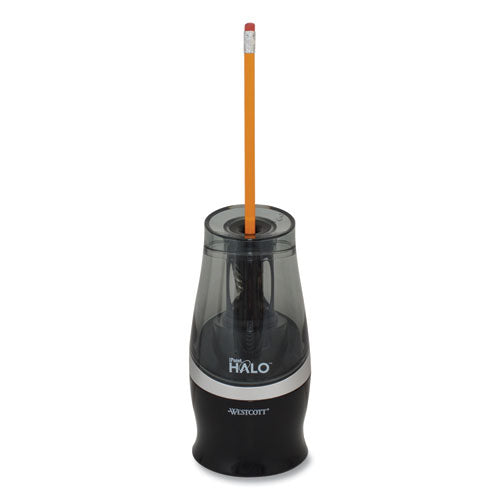 Halo Colored Pencil Non-stick Electric Sharpener, Ac-powered, 3.5" Dia. X 6.75", Black-silver