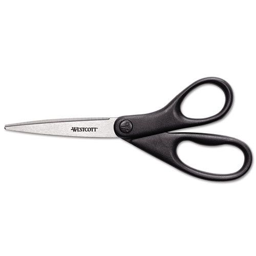 Design Line Straight Stainless Steel Scissors, 8" Long, 3.13" Cut Length, Burgundy Straight Handle