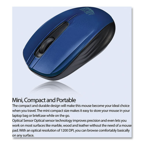 Imouse S50 Wireless Mini Mouse, 2.4 Ghz Frequency-33 Ft Wireless Range, Left-right Hand Use, Blue