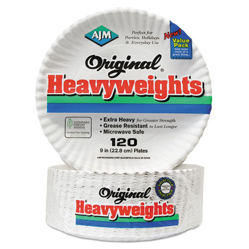Gold Label Coated Paper Plates, 9" Dia, White, 120-pk, 8 Pk-ct