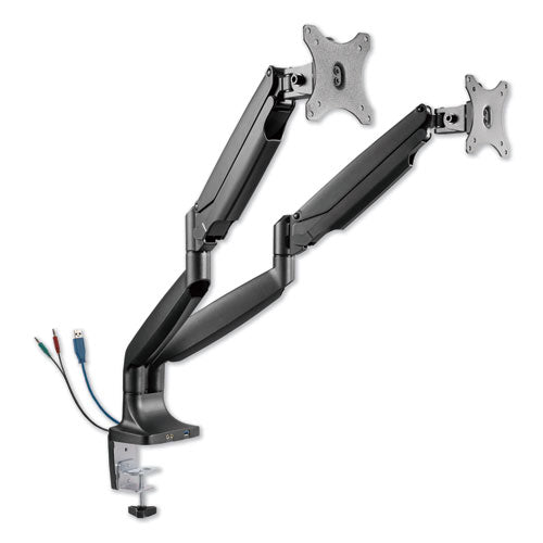 Adaptivergo Heavy-duty Articulating Dual Monitor Arm With Usb And Audio, 30", Black