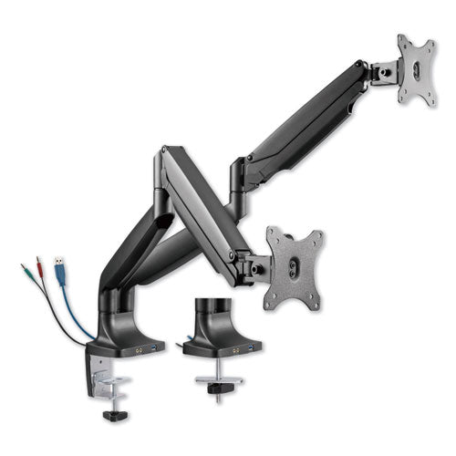 Adaptivergo Heavy-duty Articulating Dual Monitor Arm With Usb And Audio, 30", Black