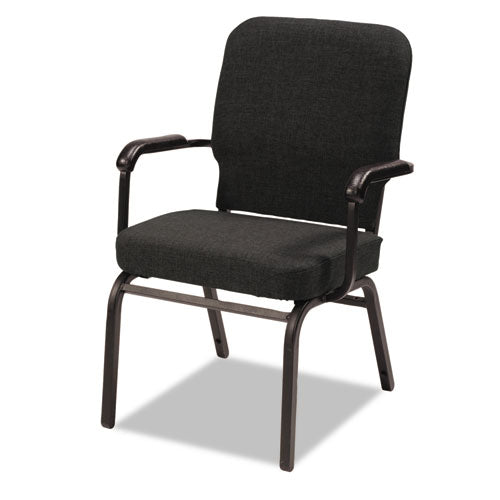 Oversize Stack Chair With Fixed Padded Arms, Black Seat-black Back, Black Base, 2-carton