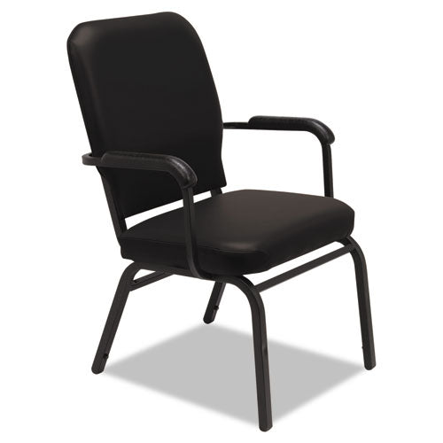 Oversize Stack Chair With Fixed Padded Arms, Black Seat-black Back, Black Base, 2-carton