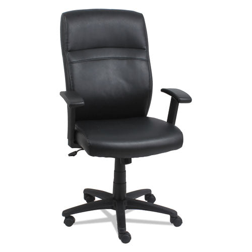 High-back Swivel-tilt Leather Chair, Supports Up To 275 Lbs., Black Seat-black Back, Black Base