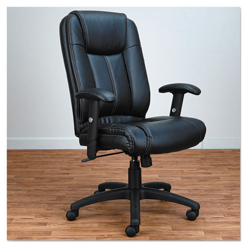 Alera Cc Series Executive High-back Swivel-tilt Leather Chair, Supports Up To 275 Lbs., Black Seat-black Back, Black Base