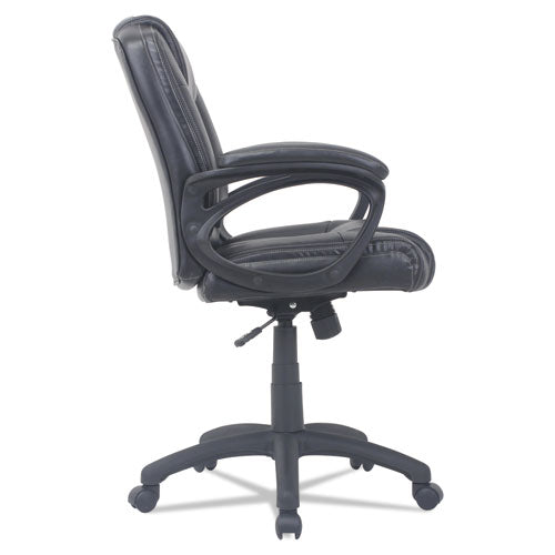 Alera Cc Series Executive Mid-back Leather Chair, Supports Up To 275 Lbs., Black Seat-black Back, Black Base