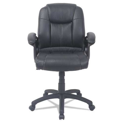 Alera Cc Series Executive Mid-back Leather Chair, Supports Up To 275 Lbs., Black Seat-black Back, Black Base