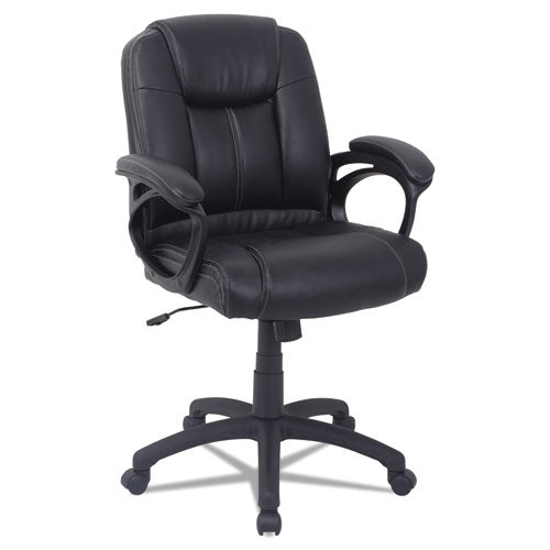 Alera Cc Series Executive Mid-back Leather Chair, Supports Up To 275 Lbs., Black Seat-black Back, Black Base