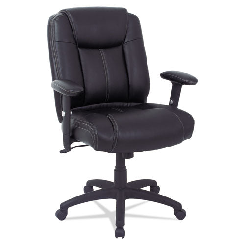 Alera Cc Series Executive Mid-back Leather Chair With Adjustable Arms, Supports Up To 275 Lbs., Black Seat-back, Black Base