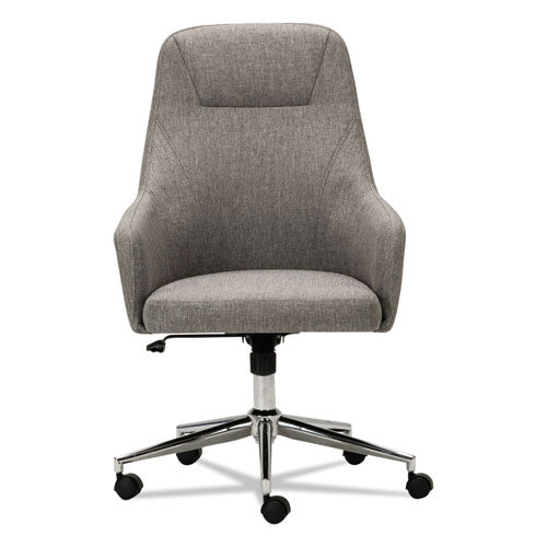 Alera Captain Series High-back Chair, Supports Up To 275 Lbs., Gray Tweed Seat-gray Tweed Back, Chrome Base