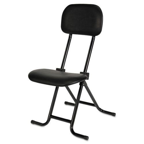 Alera Il Series Height-adjustable Folding Stool, 27.5" Seat Height, Supports Up To 300 Lbs., Black Seat-back, Black Base