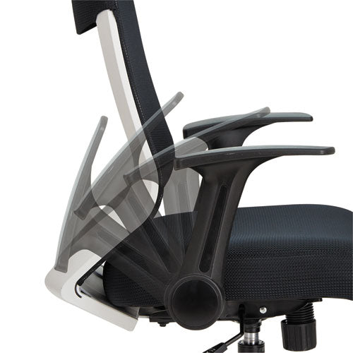 Alera Eb-k Series Synchro Mid-back Flip Arm Mesh-chair, Supports Up To 275 Lbs, Black Seat-black Back, Cool Gray Base