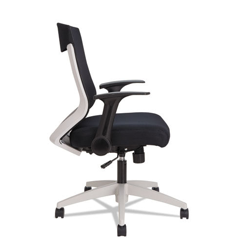 Alera Eb-k Series Synchro Mid-back Flip Arm Mesh-chair, Supports Up To 275 Lbs, Black Seat-black Back, Cool Gray Base