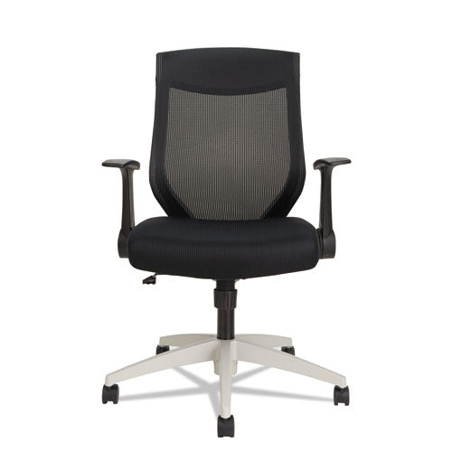 Alera Eb-k Series Synchro Mid-back Flip Arm Mesh-chair, Supports Up To 275 Lbs, Black Seat-black Back, Cool Gray Base