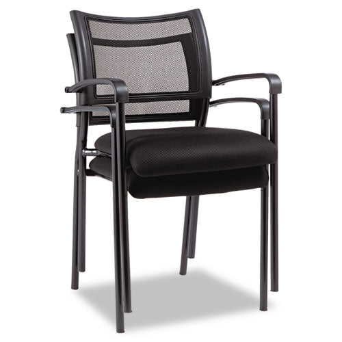 Alera Eikon Series Stacking Mesh Guest Chair, Black Seat-black Back, Black Base, 2-carton