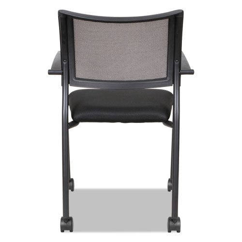 Alera Eikon Series Stacking Mesh Guest Chair, Black Seat-black Back, Black Base, 2-carton