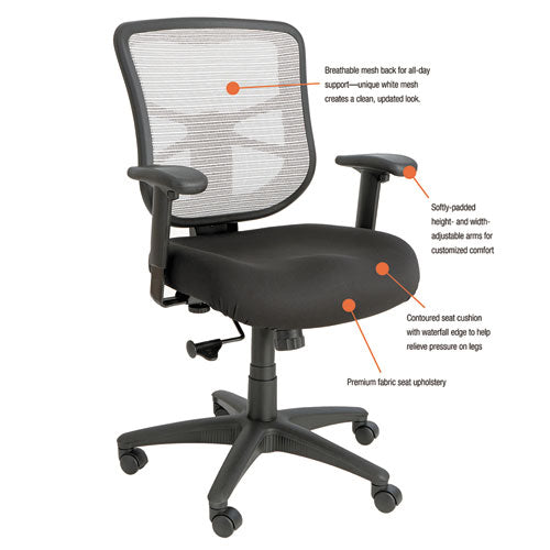 Alera Elusion Series Mesh Mid-back Swivel-tilt Chair, Supports Up To 275 Lbs., Black Seat-white Back, Black Base