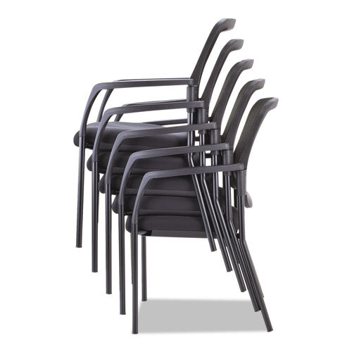Mesh Guest Stacking Chair, Supports Up To 275 Lbs., Black Seat-black Back, Black Base