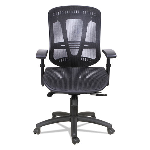 Alera Eon Series Multifunction Mid-back Suspension Mesh Chair, Supports Up To 275 Lbs, Black Seat-black Back, Black Base