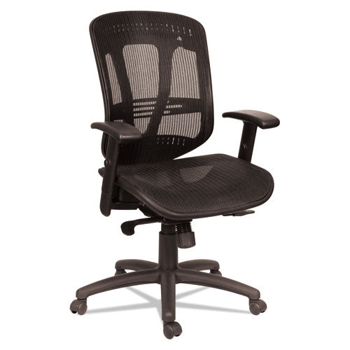 Alera Eon Series Multifunction Mid-back Suspension Mesh Chair, Supports Up To 275 Lbs, Black Seat-black Back, Black Base