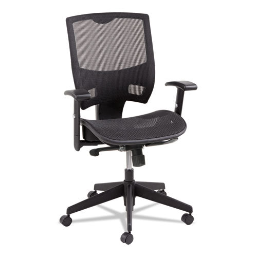 Alera Epoch Series Suspension Mesh Multifunction Chair, Supports Up To 275 Lbs, Black Seat-black Back, Black Base