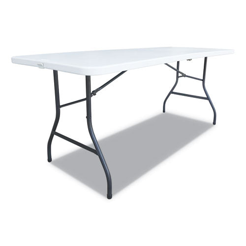 Fold-in-half Resin Folding Table, 60w X 29 5-8d X 29 1-4h, White