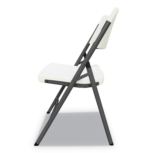 Premium Molded Resin Folding Chair, White Seat-white Back, Dark Gray Base